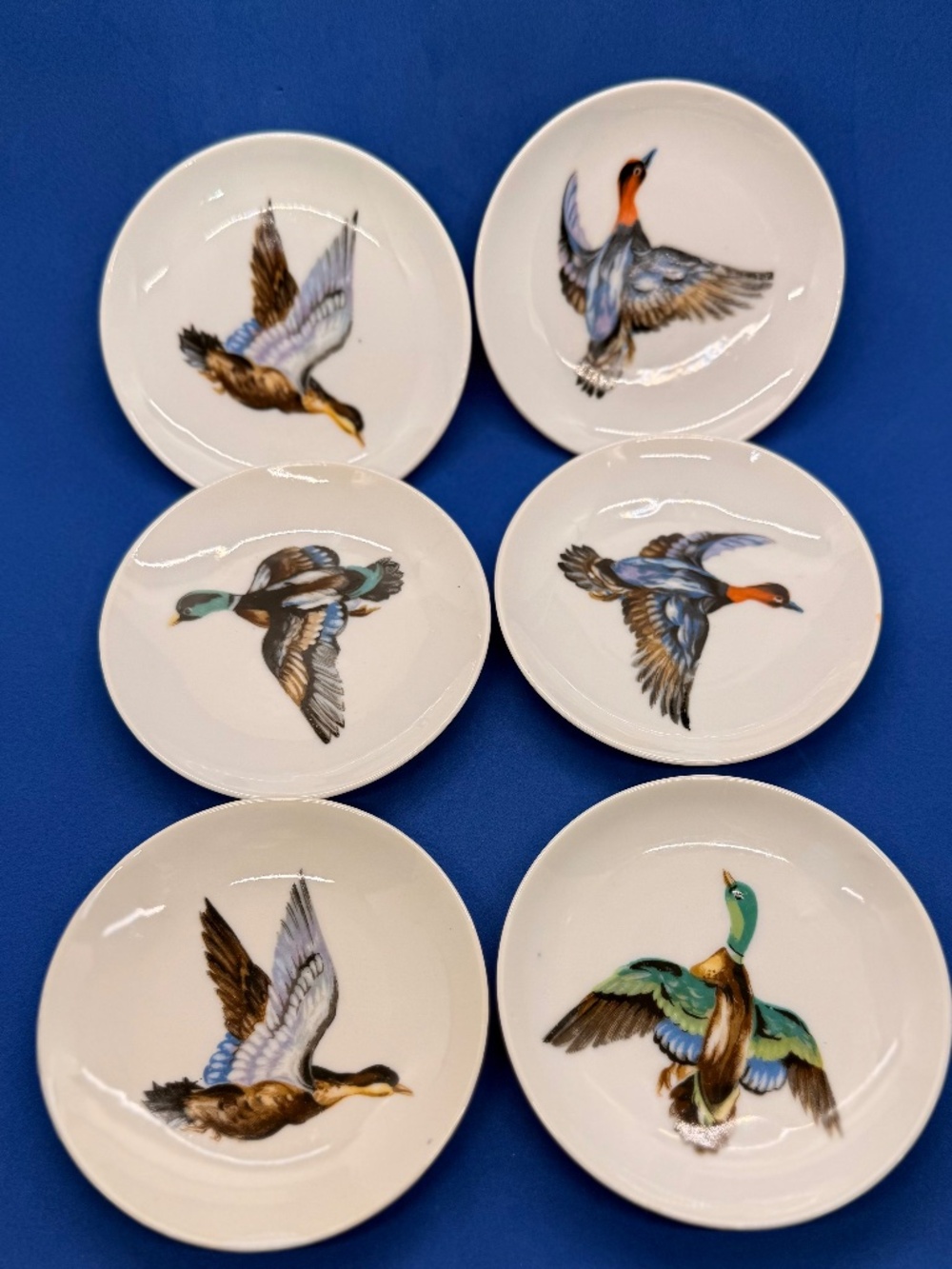 Japan Set of 6 Vintage Porcelain 4" Duck Plates